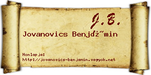 Jovanovics Benjámin névjegykártya